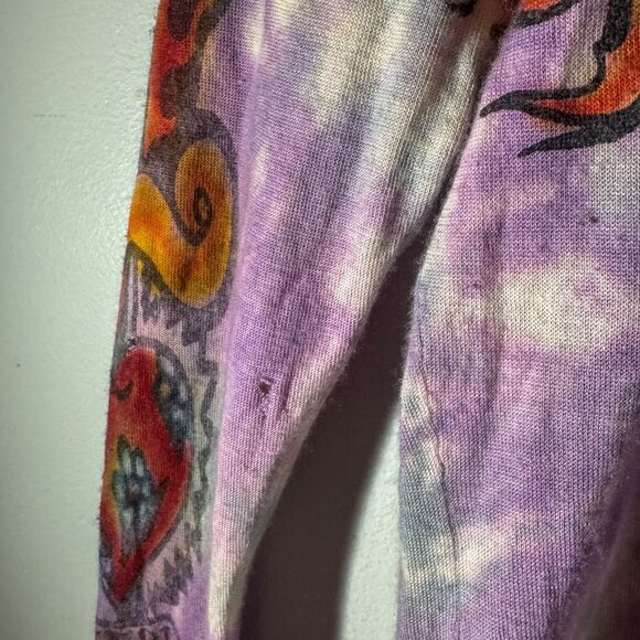 Ultra Rare Y2K The Great China Wall Tie Dye Sugar Skull Tattoo Graphic XS/S - Picture 10 of 10